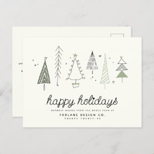 Postal Festiva Moderno Retro Whimsical Little Tree Business Logo