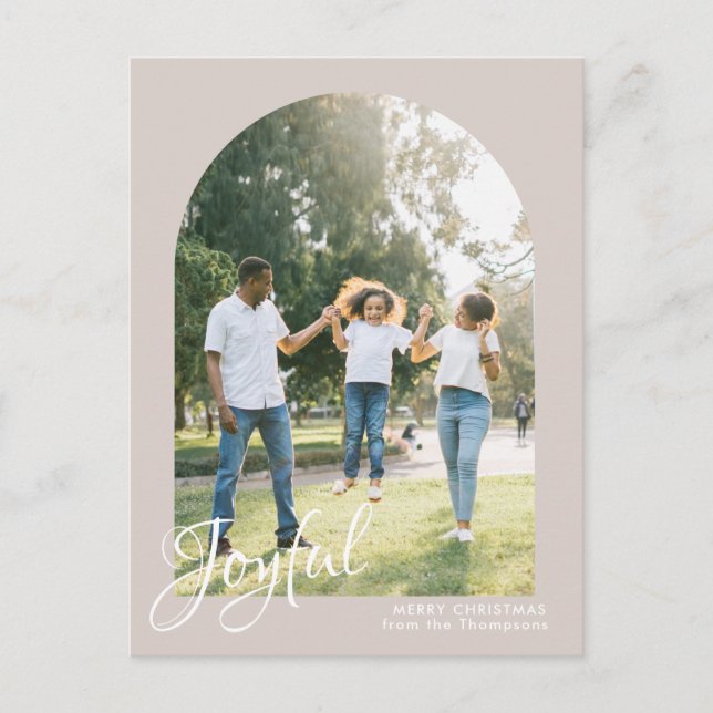 Postal Festiva Moderno Rubor Arch Joyful Merry Christmas (Anverso)