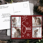 Postal Festiva Moderno Snowflake 4 Navidades de fotos familiares<br><div class="desc">Celebra la temporada de vacaciones con nuestra "Modern Snowflake 4 Family Pictures Navidades 2023 Holiday Postcard", una manera elegante y conveniente de enviar tus mejores deseos. Esta postal combina con gusto elementos de diseño clásicos y modernos, con cuatro fotos familiares, incluyendo un momento reconfortante entre madre e hija, para transmitir...</div>