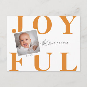 Postal Festiva Moderno y audaz Navidades JOYFUL Naranja de fotogr