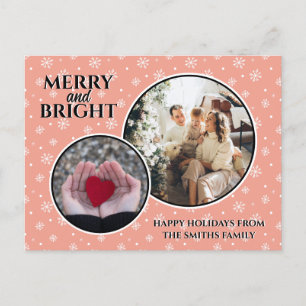 Postal Festiva Modernos copos de nieve Elegante Familia Rosa