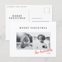 Postal Festiva Modernos Navidades mínimos dos vacaciones familiar