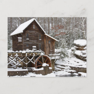 Postal Festiva Molino de Glade Creek Grist en invierno