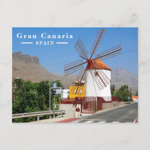 Postal Festiva Molino de viento tradicional de Gran Canaria Españ