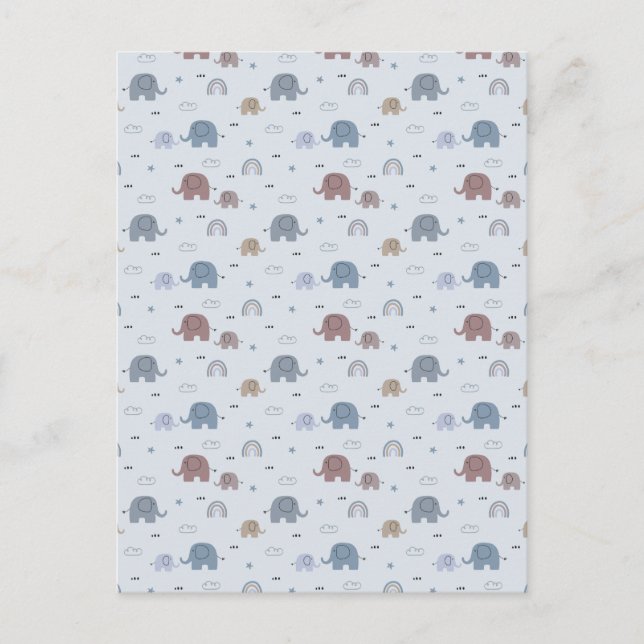 Postal Festiva Mom & Baby Elephant Pattern Shower Curtain (Anverso)