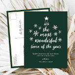 Postal Festiva Momento más maravilloso del año Guión verde sin fo<br><div class="desc">Más Maravilloso Momento del Año Guión Verde No Fotografia postal de vacaciones moderna. Envíe saludos de vacaciones a sus seres queridos con esta tarjeta festiva y moderna. Todos los textos están preorganizados para que puedas personalizarlos fácil y rápidamente con tus propios detalles. Felices fiestas!</div>
