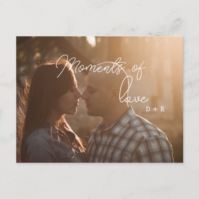 Postal Festiva Momentos de amor, pareja enamorada (Anverso)