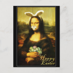 Postal Festiva Mona Lisa Bunny Ears Easter