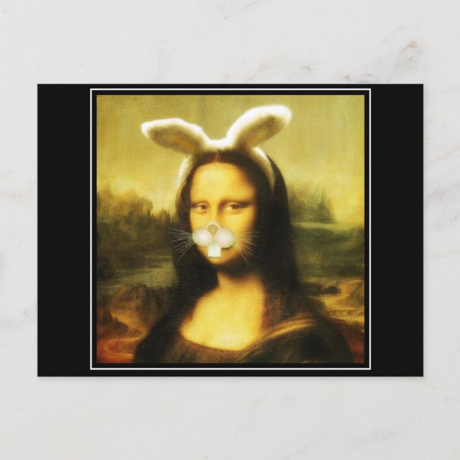 Postal Festiva Mona Lisa Bunny Ears Easter (Anverso)