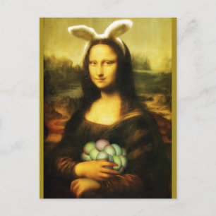 Postal Festiva Mona Lisa Bunny Ears Easter