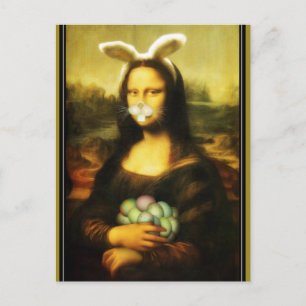 Postal Festiva Mona Lisa Bunny Ears Easter