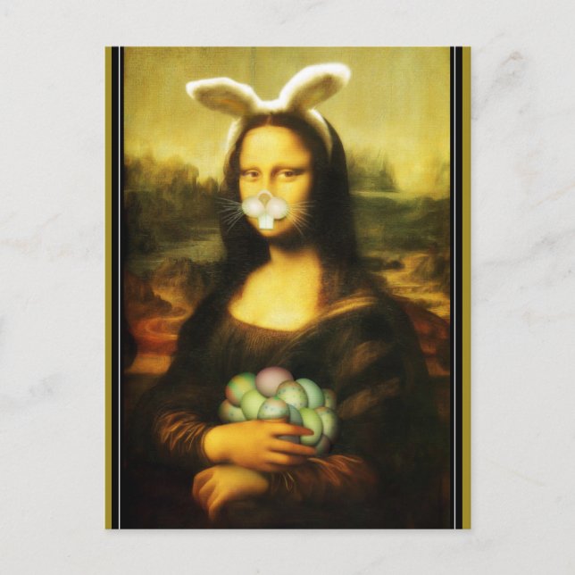 Postal Festiva Mona Lisa Bunny Ears Easter (Anverso)