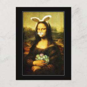Postal Festiva Mona Lisa Bunny Ears Easter