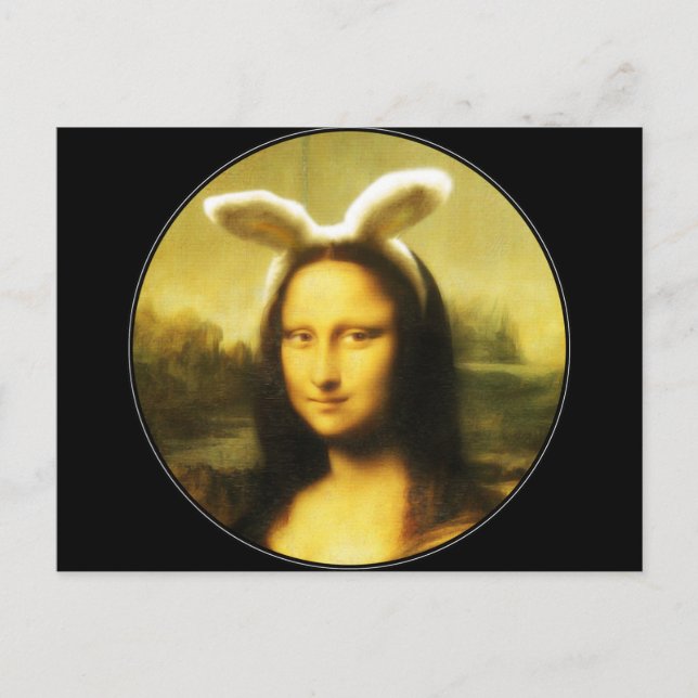 Postal Festiva Mona Lisa Bunny Ears Easter (Anverso)