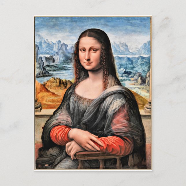 Postal Festiva Mona Lisa, famosa pintura de Leonardo da Vinci (Anverso)
