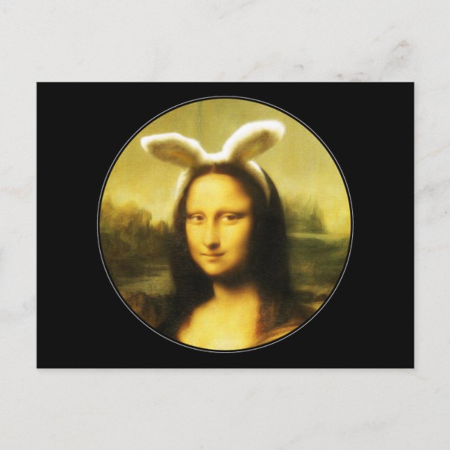 Postal Festiva Mona Lisa Orejas de Conejo Pascua (Anverso)