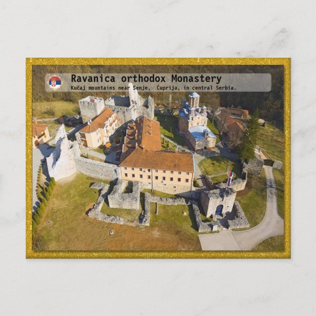 Postal Festiva MONASTERIOS SERBIOS - Monasterio ortodoxo de Ravan (Anverso)
