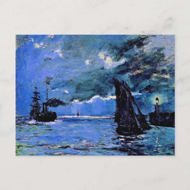 Postal Festiva Monet - Captura de mar, efecto nocturno, obras de  (Anverso)