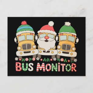 Postal Festiva Monitor de Autobús Sombrero de Santa Nieve Luces d