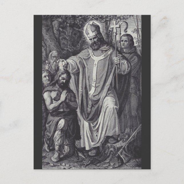 Postal Festiva Mono benedictino inglés de Saint Boniface (Anverso)