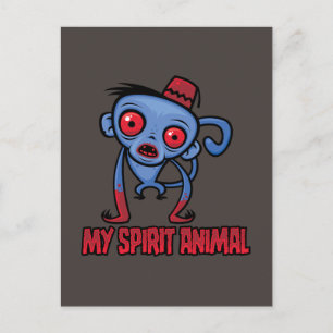 Postal Festiva Mono Zombie Es Mi Animal Espiritual
