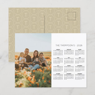 Postal Festiva Monograma de la foto familiar 2026 Calendario 12 m