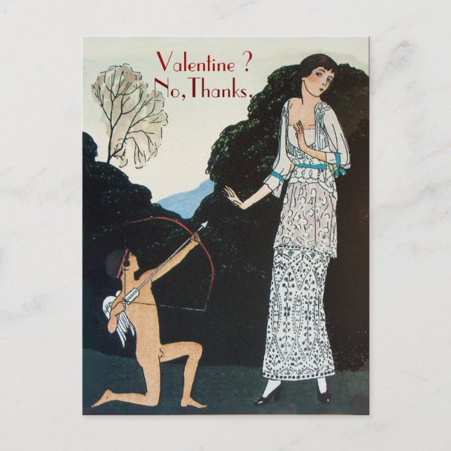 POSTAL FESTIVA MONOGRAMA RETRO ANTI VALENTINE'S DAY RED WAX SEAL  (Anverso)