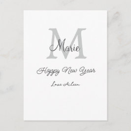 Postal Festiva monograma simple minimalista de feliz año nuevo no