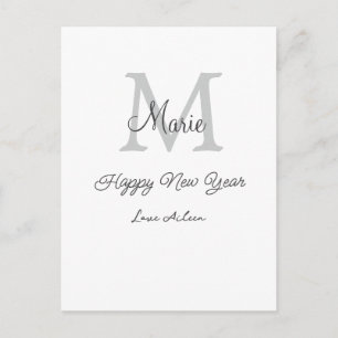 Postal Festiva monograma simple minimalista de feliz año nuevo no