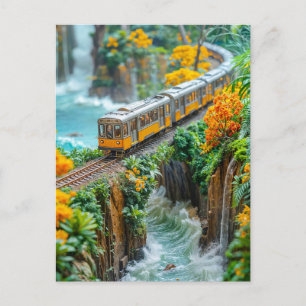 Postal Festiva Monorraíl en miniatura cruzando un cañón de fantas