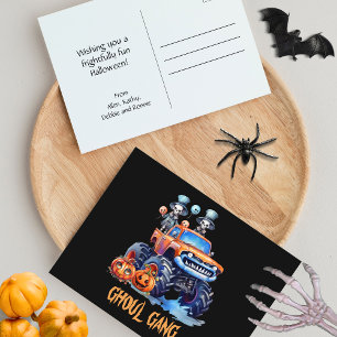 Postal Festiva Monster Truck Skeletons Cute Ghoul Gang Halloween