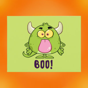 Postal Festiva Monstruo de Personalizado verde lindo Boo Hallowee
