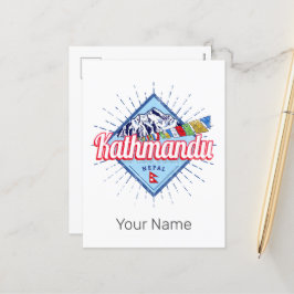 Postal Festiva Montañas de Katmandú: recuerdo de las banderas ret