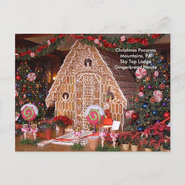 Postal Festiva Montañas Poconos, PA Sky Top Lodge (Anverso)