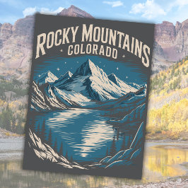 Postal Festiva Montañas Rocosas Colorado EE. UU. Arte de viaje Po