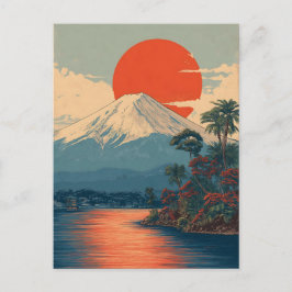 Postal Festiva Monte Fuji Japón vintage