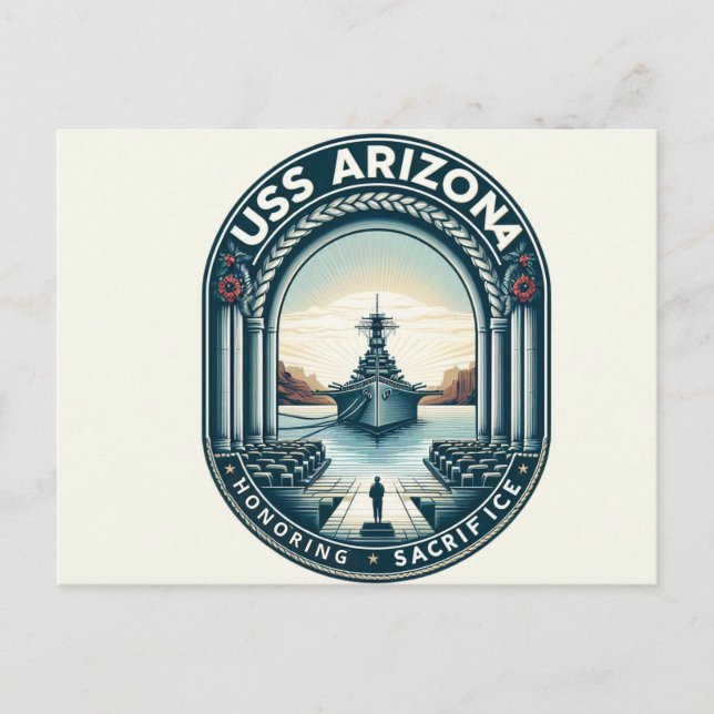Postal Festiva Monumento conmemorativo de la USS Arizona: Un trib (Anverso)