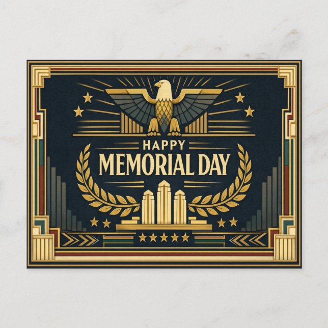 Postal Festiva Monumento del águila Art Deco Día de los Caídos  (Anverso)