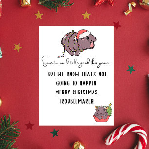 Postal Festiva Moo Deng Merry Christmas Funny Citas Para Amigos
