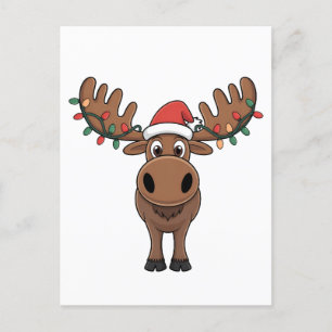Postal Festiva Moose Christmas Tree ilumina divertidas Xmas Moose