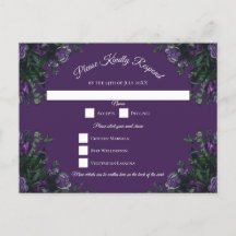 Morado Floral Elegante Boda Gótica