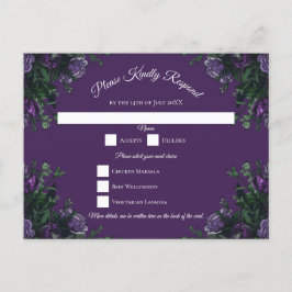 Postal Festiva Morado Floral Elegante Boda Gótica