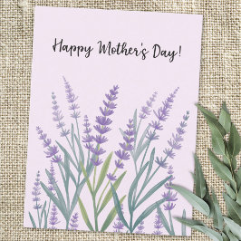 Postal Festiva Morado Lavender Floral Feliz Día de la Madre