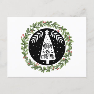 Postal Festiva Morerry Christmas Watercolor Wreath