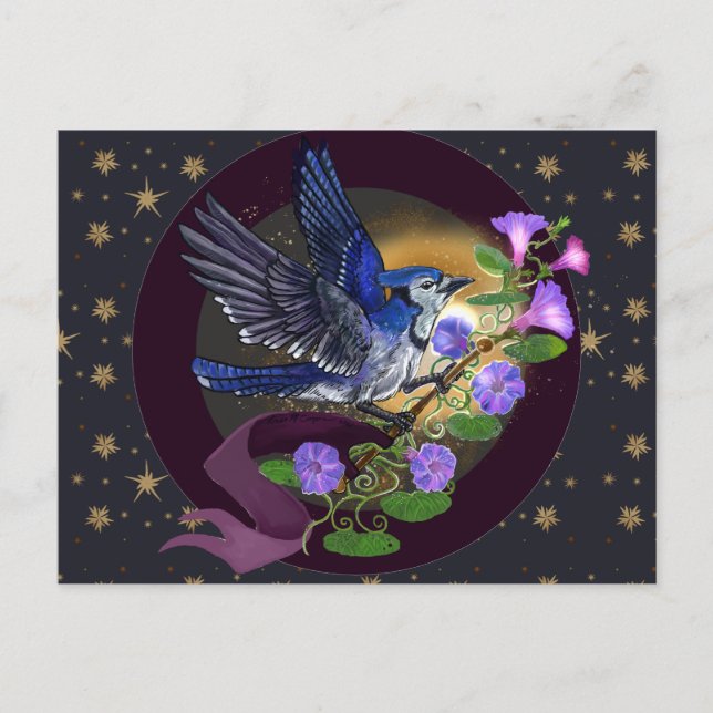 Postal Festiva Morning Glory BlueJay (Anverso)