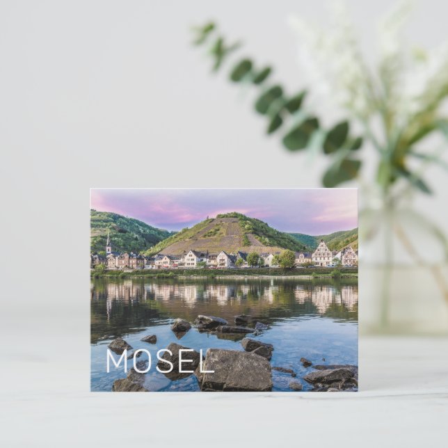 Postal Festiva Moselle Ediger Eller Sunset River Cochem Souvenir (Anverso de pie)
