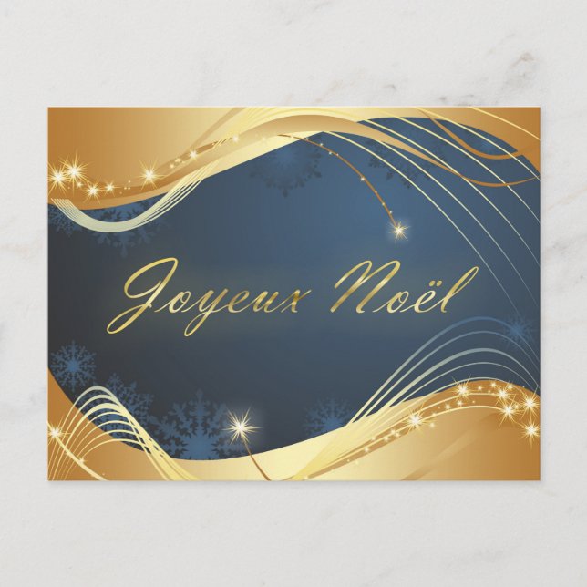 Postal Festiva Motif de Noël o avec fond bleu (Anverso)