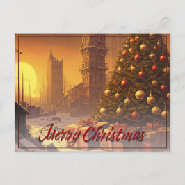 Postal Festiva Motif Navidades apocalípticos, con presentes