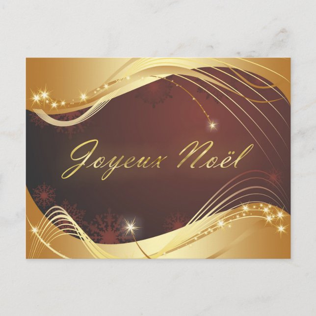 Postal Festiva Motivo de Navidades dorados con fondo rojo... (Anverso)