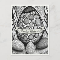 Motivo de Pascua monocromo Cartoon con huevos de P